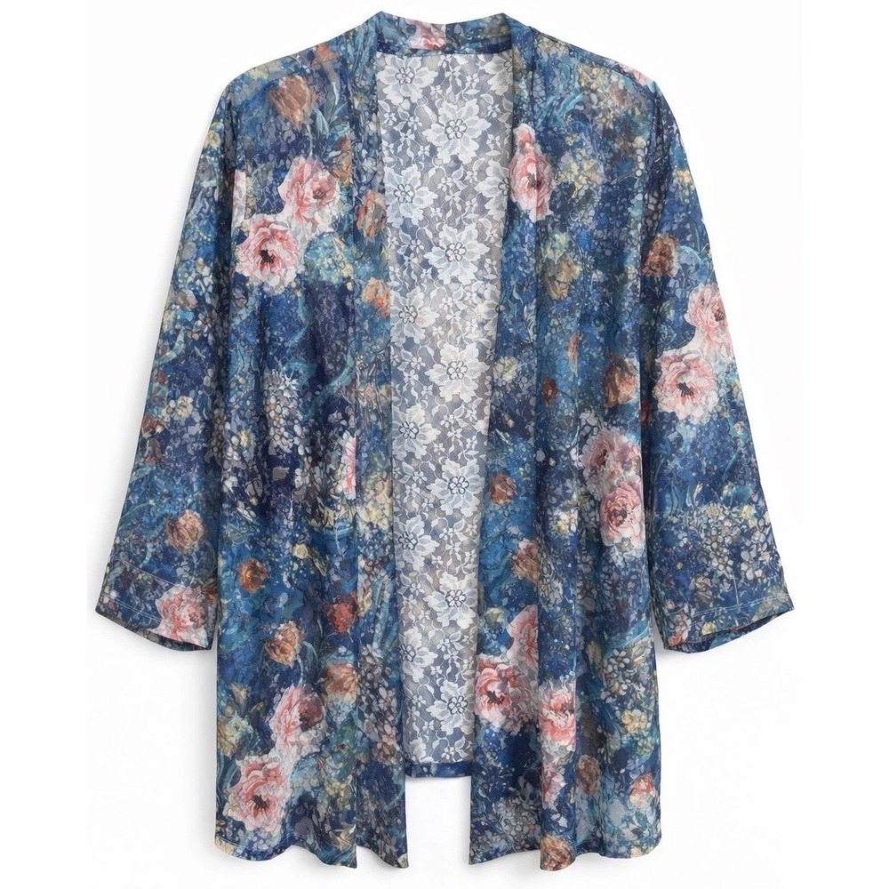 Drapers and Damons Overshirt Womens M Cottagecore Floral‎ Lace Shirt Jacket